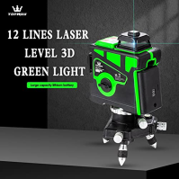 TOPWAY křížový laser zelený 3x360 stupňů 3D čárový laser 12 čar, samonivelační laserová vodováha na dlaždice s pulzním režimem a